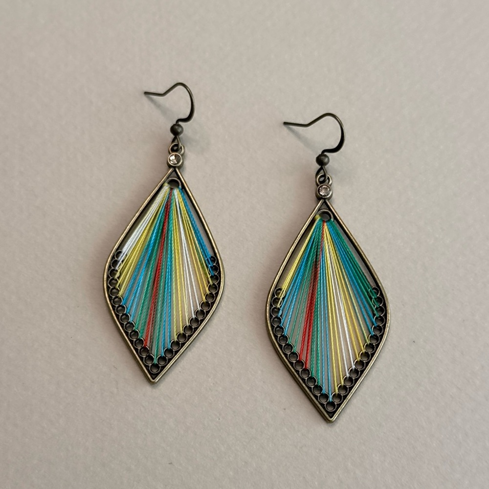 Multicolor Thread Drop Earrings #2183 - image 1
